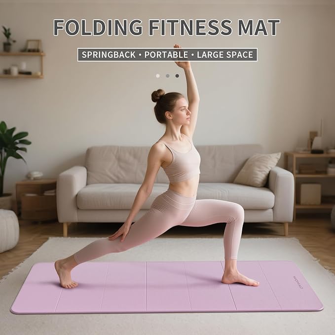 7-Fold Yoga Mat 70"x24" - 1/2 Inch Thick | Folding Exercise Mat, Compact Non-Slip TPE Mat, For Travel, Storage, Yoga & Home Gym, Lightweight & Portable