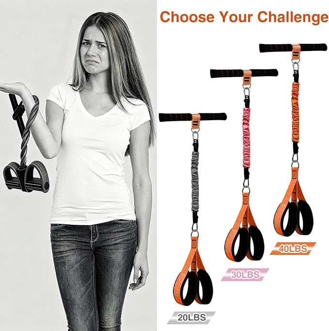 Durable Comfortable Padded Handle Adjustable Pedal Resistance Band 20-40LBS for Full Body Workout