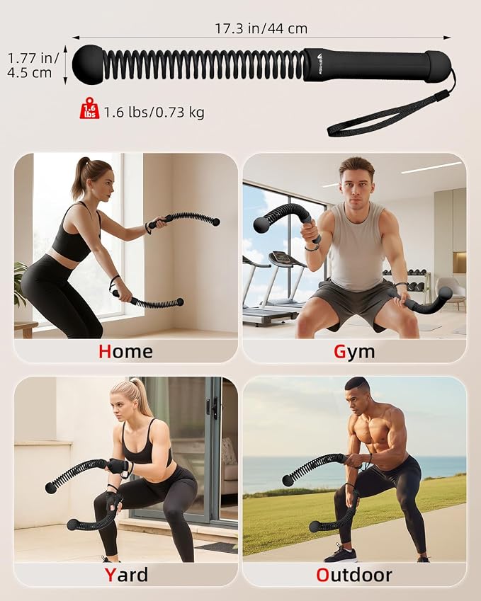Abahub Weighted Ropeless Battle Rope, Portable Silent Cordless Battle Ropes, Space Saving Home Gym No Battle Ropes with Storage Bag, 2PCS Black - Set A