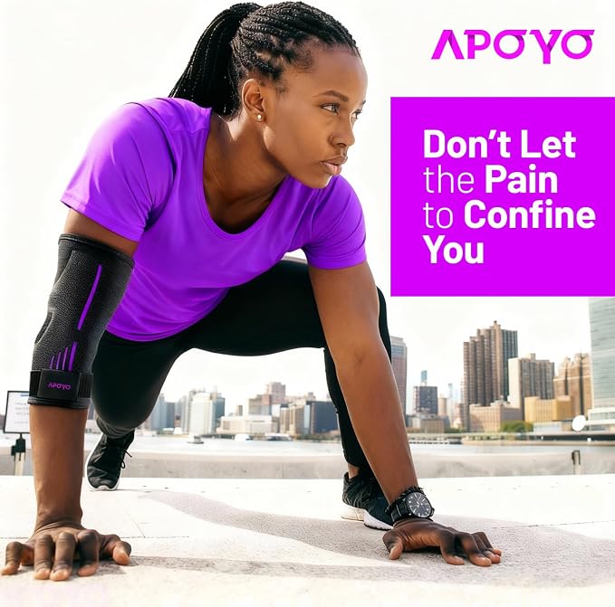 APOYO Tennis Elbow Brace for Women & Men, Workout and Everyday Use (Large) | Elbow Compression Sleeve for Arthritis, Tendonitis, Tennis Elbow & Golfers Elbow, Reduce Joint Pain During Fitness Activity