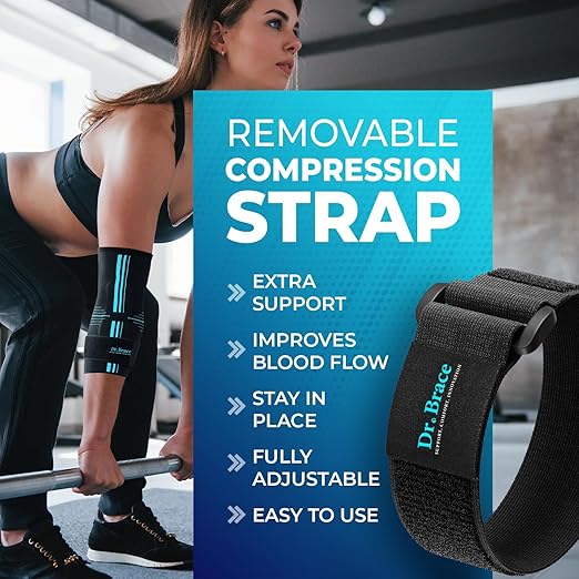 DR. BRACE® Elite Elbow Brace Support, Breathable Elbow Compression Sleeve with Gel Pad for Golfer's, Tennis Elbow & Tendonitis Treatment & Pain Relief