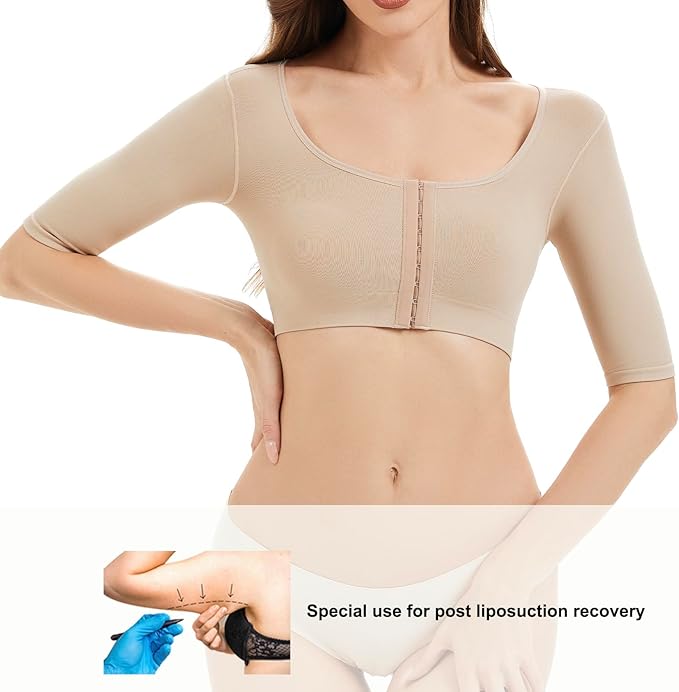 KSKshape Arm Shaper for Women Post Surgery Arm Lipo Compression Sleeves Front Closure Shapewear Bra Posture Corrector