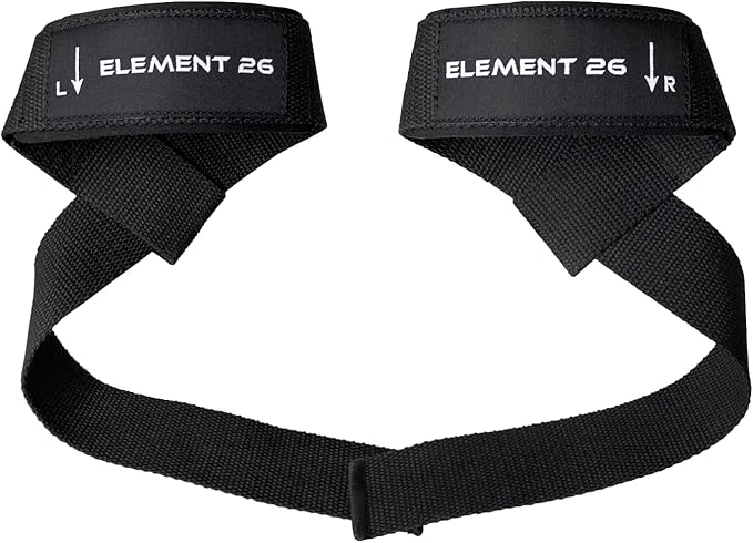 Element 26 Weight Lifting Straps (Pair) with Guide | 100% Cotton Wrist Straps for Men and Women, Weightlifting, Bodybuilding & Powerlifting, Strength Training & Deadlift Support
