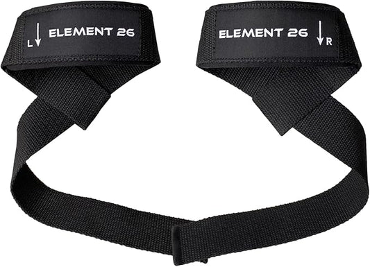 Element 26 Weight Lifting Straps (Pair) with Guide | 100% Cotton Wrist Straps for Men and Women, Weightlifting, Bodybuilding & Powerlifting, Strength Training & Deadlift Support