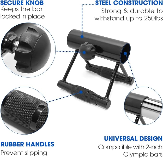Yes4All Exercise Machine Adjustable T Bar Row Attachment, D Row Handle/Landmine Handle Attachment with Textured Rubber Handles