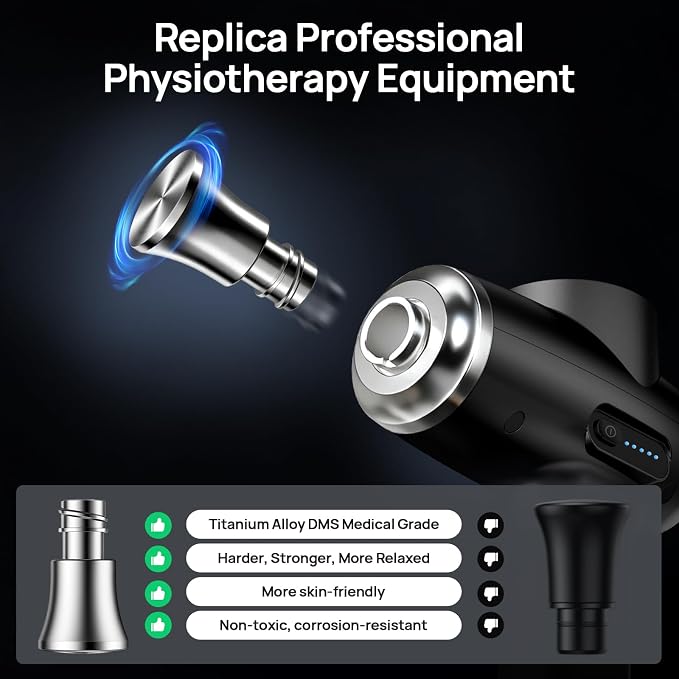 HEYCHY Massage Gun with Hot and Cold Therapy, Deep Tissue Muscle Massager with Titanium Alloy Head and 12mm Amplitude for Back Neck Shoulder Recovery, Home Gym Workout, Athletes, FSA Eligible, HSA