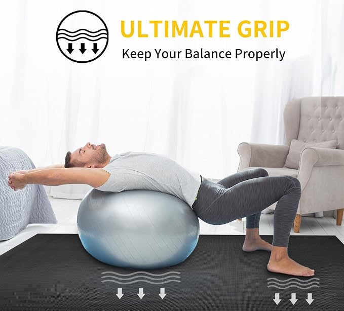 CAMBIVO Extra Long Wide Yoga Mat, Thick PVC Workout Mat | For tall and plus-size, cushioned PVC with non-slip bottom, for home gym pilates barefoot and bodyweight training