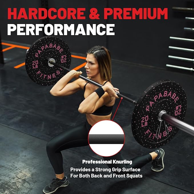 PAPABABE 4ft/5ft/6ft/6.5ft Barbell 2" Short Barbell for Strength Training | 4ft/5ft/6ft/6.5ft Straight Barbell, Womens Olympic Bar with Moderate Knurling for Squats Curls Deadlifts, Weightlifting