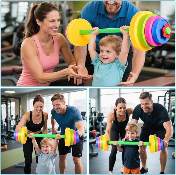 Kids Weight Set – Adjustable Barbell & Kettlebell with Water Bottle | BPA-Free Plastic, Safe for Ages 3-8, Water-Fillable for Adjustable Weight, Boosts Coordination & Confidence