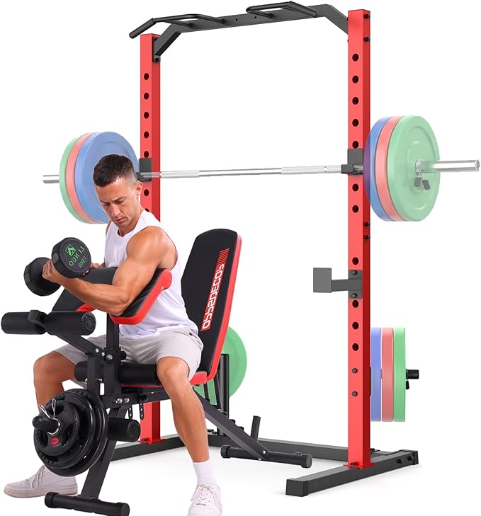 OPPSDECOR Power Cage Power Rack, Multi-Functional Weight Cage with More Training Attachments, Heavy-Duty Construction Squat Rack for Home Gym