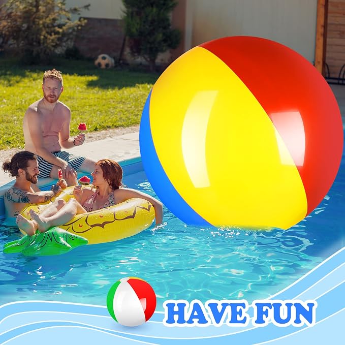 12 Foot Giant Inflatable Beach Ball, Large Beach Ball for Swimming Pool | Jumbo 12 ft Large Inflatable Beach Ball Pool Toy, Rainbow Colors for Swimming Pool Water Game, Kids Adults Outdoor Fun