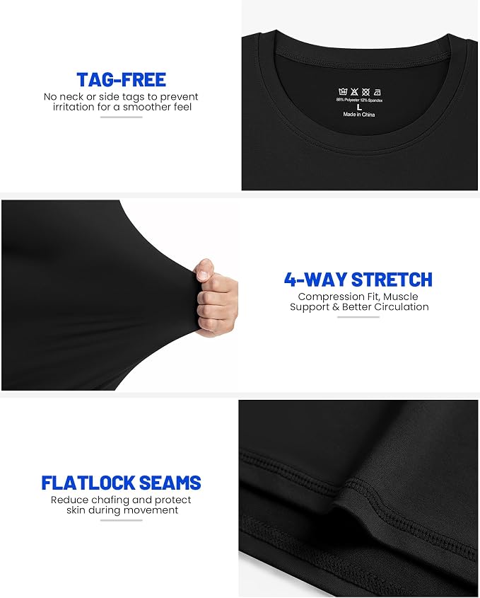 Men's Compression Shirt Sleeveless Athletic Workout Tank Tops Quick Dry Muscle Undershirts for Gym Running