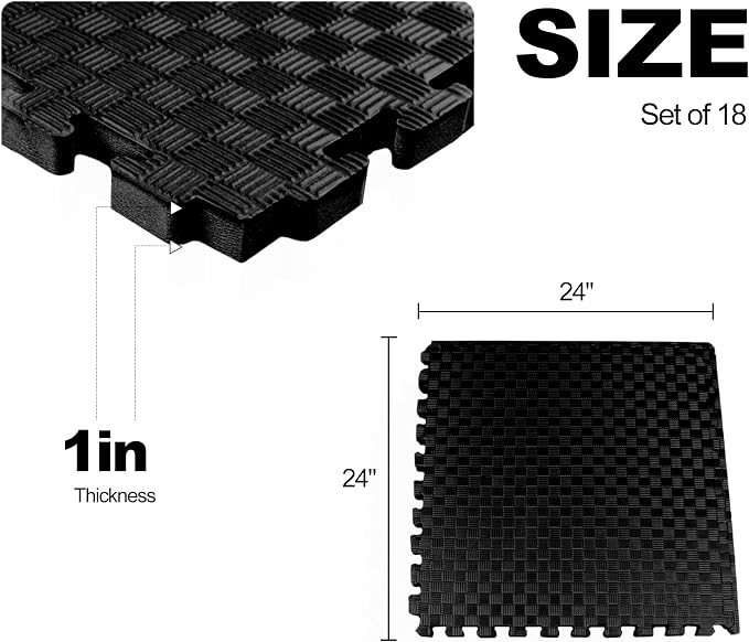 Elevon Puzzle Exercise Gym Flooring Mat, EVA Interlocking Foam Tiles Workout Mat for Home Gym, Fitness Equipment, MMA, Gymnastics, Shock-Absorbing Exercise Mat, Multi-Color