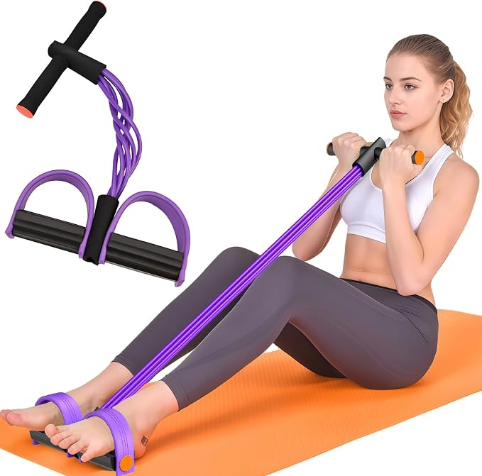 Resistance Bands with Handles, 6-Tube Elastic Pedal Resistance Band for Working Out, Durable Natural Rubber Exercise Bands, Multifunction Exercise Equipment for Abdomen, Waist, Arm, Leg Stretching