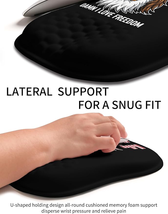 Hokafenle Ergonomic Wrist-Hugging Mouse Pad Wrist Support, U-Shaped Holding Wrist Rest Mousepad for Carpal Tunnel Pain Relief with Cushioned Memory Foam Slope Massage Bulge (Classic 10.2x8.3 in,DILF)