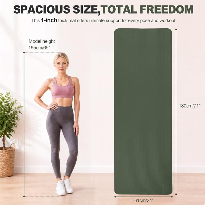HULKFIT High Density Non Slip Yoga Mat, Extra Thick Exercise Mat with Carrying Strap, for Pilates, Fitness, Home Gym & Floor Workouts - Multiple Thickness & Multiple Color