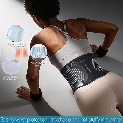 Ultra Thin Back Brace for Men and Women, Lower Back Support Belt with Adjustable Compression Straps, Breathable Lumbar Support Brace, Lightweight Waist Wrap for Work, Lifting, Gym (Black, Size L)