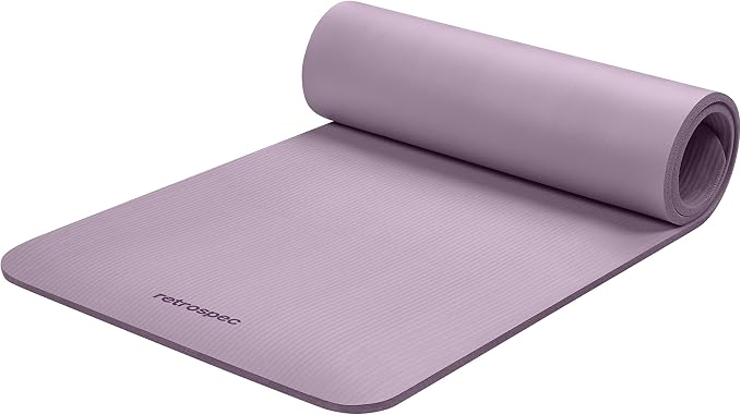 Retrospec Solana Yoga Mat Thick 1/2in Non-Slip Workout Mat with Nylon Strap - 72x24in Exercise Mat for Pilates, Stretching & Fitness - BPA Free, Easy Clean