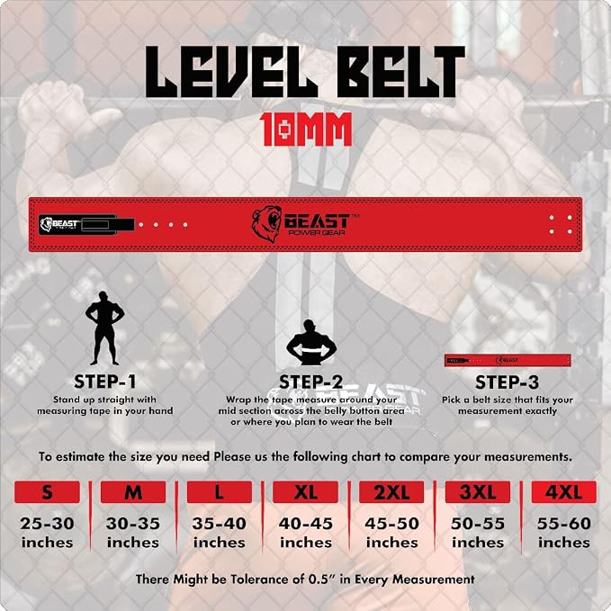 Beast Power Gear Weight Lifting Belt Lever Buckle 10MM 13MM Thick & 4 Inches Free Strap Weightlifting, Powerlifting, Deadlifts, Squats Men Women