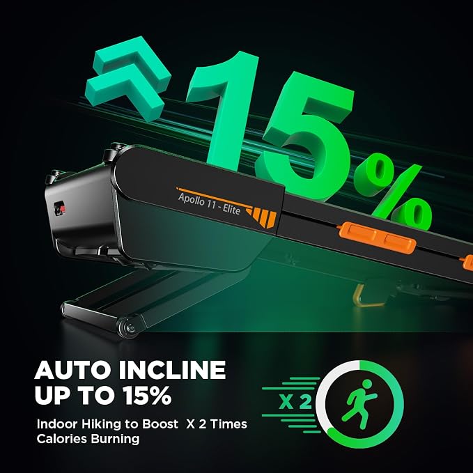 Walking Pad with Incline 15% Auto Treadmills for Home Small Space | Full Deck 3.0HP Brushless Portable Under Desk Treadmill, Vertical Storage Space-Saving, Ambient Light, 350LBS