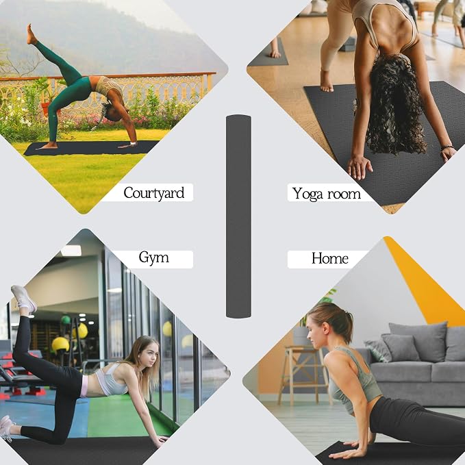 VTORY Extra Large Yoga Mat 6'x 4', (6mm /8mm), Thick Workout Mat | Non-Slip, Durable Exercise Mat for Home , Yoga, Pilates, Stretching