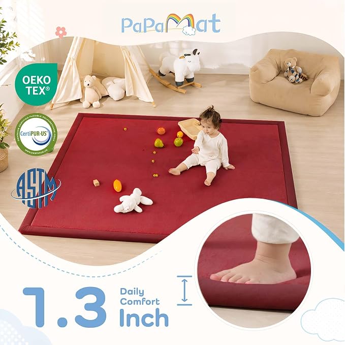 1.3" Thick Baby Play Mat for Floor,39x59 Memory Foam Tummy Time Mat | Ultra Soft Playmat for Baby,Tummy Time Foam Mats,Cushioned for Infant,Kids and Toddler Crawling,Easy Care