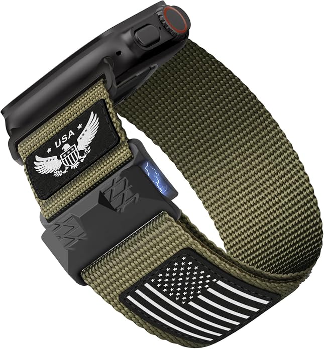 Rugged Nylon- Compatible with Apple Watch Ultra 3/ Ultra 2 Band 49mm Men,Tactical Soft Woven Stars- Stripes Flag Sport Strap for iWatch Bands 46mm 45mm 44mm 42mm Series 11 10 9 8 7 6 5 4 3 2 1 Se