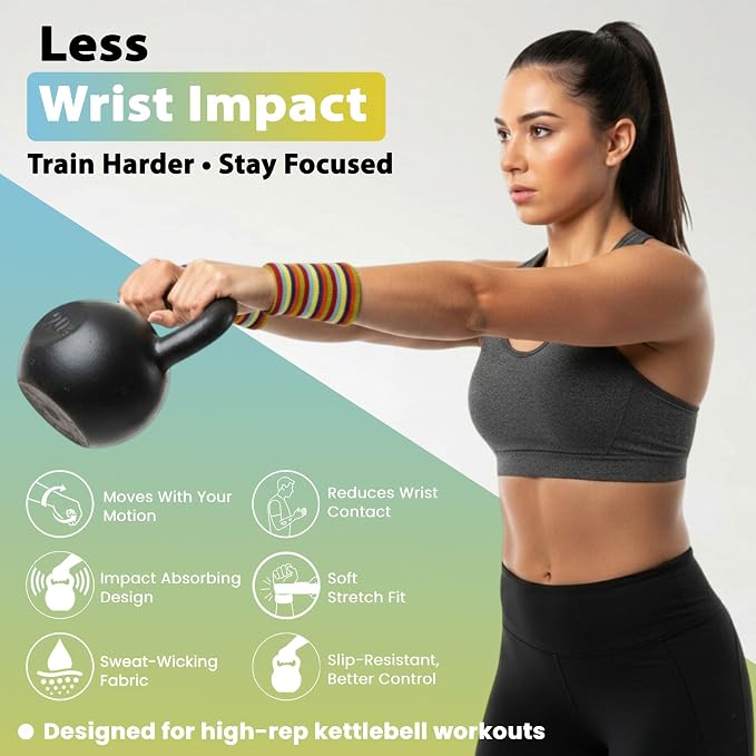 Kettlebell Wrist & Forearm Guards | Impact-Absorbing Wristbands for Kettlebell Training | Protects from Bruises | Breathable & Sweat-Wicking | Unisex Stretch Fit | One Size Fits All (Pair)