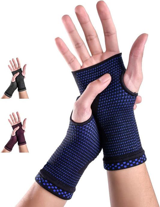 Wrist Compression Sleeves (Pair) for Carpal Tunnel and Pain Relief Treatment,Wrist Support for Women and Men.Breathable and Sweat-Absorbing carpal tunnel wrist brace