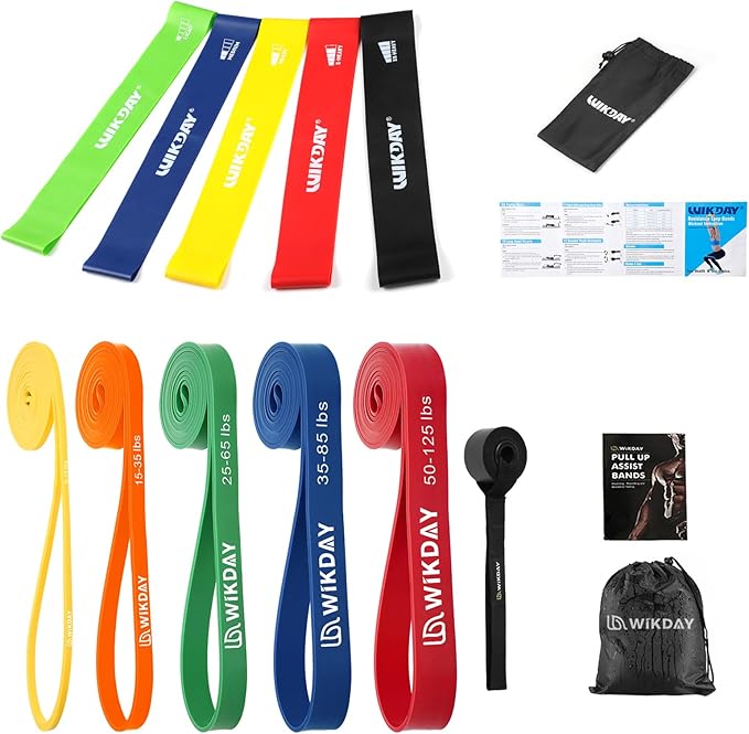 WIKDAY Resistance Bands, Pull Up Bands, Workout Bands for Exercise, Thick Heavy Resistance Band Set with Door Anchor, Elastic Bands for Body Stretching, Training at Home/Gym for Men & Women