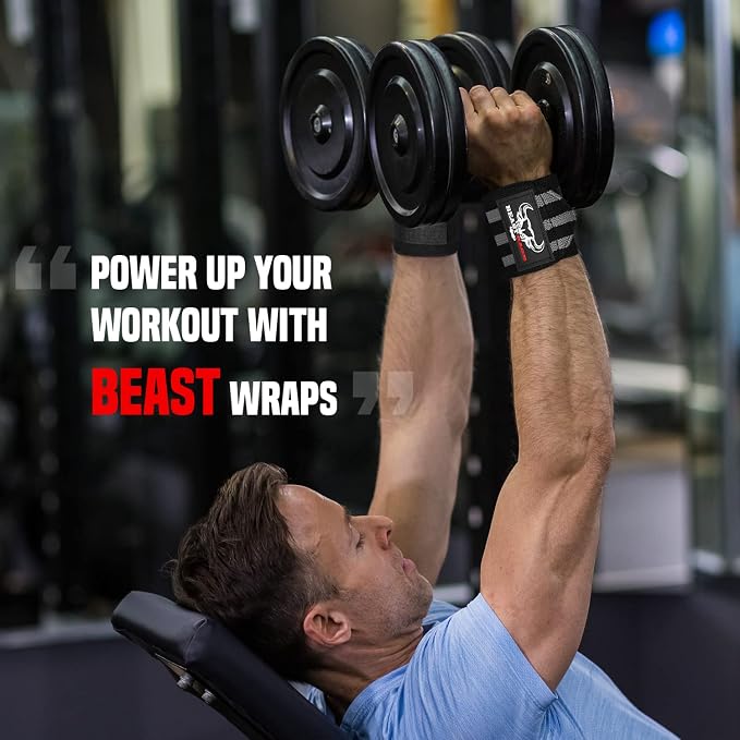 Wrist Wraps for Weightlifting - Adjustable Lifting Straps With Thumb Loop for Enhanced Gym Support, Powerlifting, Bodybuilding and Workout