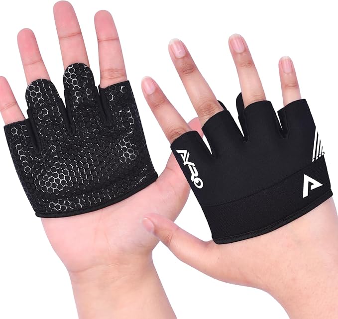 AYRO Workout Gloves for Men & Women, Minimal Short Partial Gym Gloves, Weight Lifting Gloves with Full Palm Protection, Extra Grip Pads & Hand Support for Training & Fitness