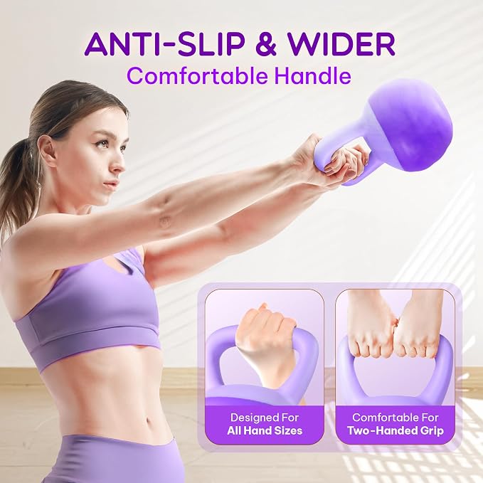 Yes4All Soft Kettlebell, PVC Strength Training Kettlebells for Women, Floor Protection & Quiet, Wide Handle, Aesthetic Soft Weights (5,10,15,20lb) for Home Gym, Fitness Beginners