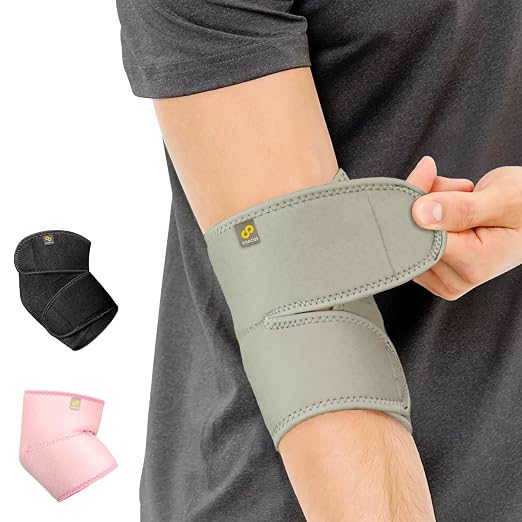 Bracoo Elbow Brace for Tendonitis Tennis Elbow Sleeve Wrap Support, Grey | Golfer's Compression Elbow for Men Women, Bursitis,Sprains, Strains, Sports Injury Recovery Joint, Arthritis Pain Relief,ES10