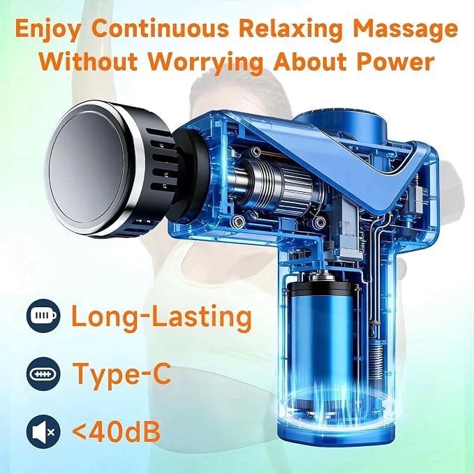 Massage Gun with Heat, Powerful Warming Massage, Home & Travel, | Massage Gun with Heat, Powerful Heated Massage, Quiet Portable Massager for Home& Travel, Lightweight Design