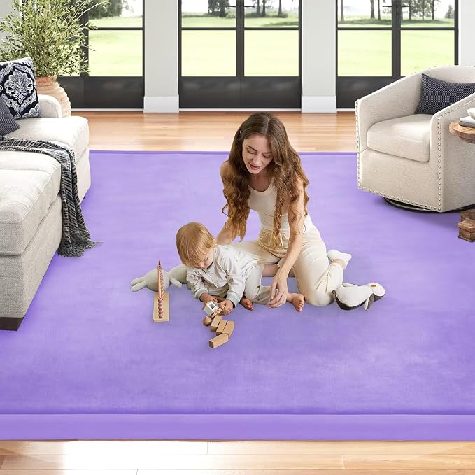 Baby Play Mat for Floor Nursery Muscle Mat Area Rug Playroom Rug 59x79" Elastic Foam 1.3" Thick Crawling Mat for Babies,Toddlers, Infants (Lavender)