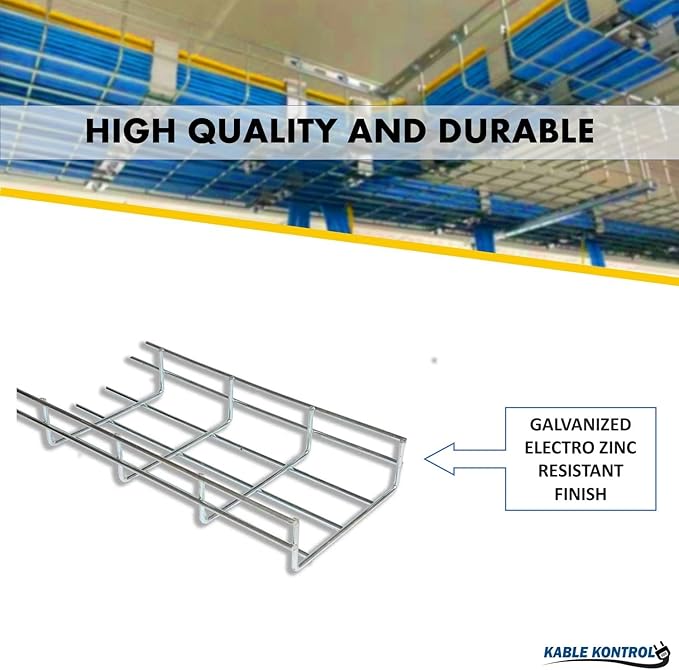 Kable Kontrol L Type Bracket – 4” Width - Wire Mesh Tray Cable Management Rack Cords Organizer Cable Basket, Zinc Plated Steel NEC Approved for Network, Fiber Optic, Cabling Accessory