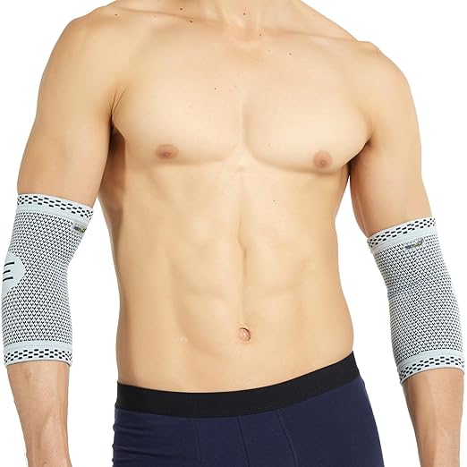 NeoTech Care Elbow Support Brace - Breathable - Men, Women, Right or Left (Gray, Size L, 1 Pair)