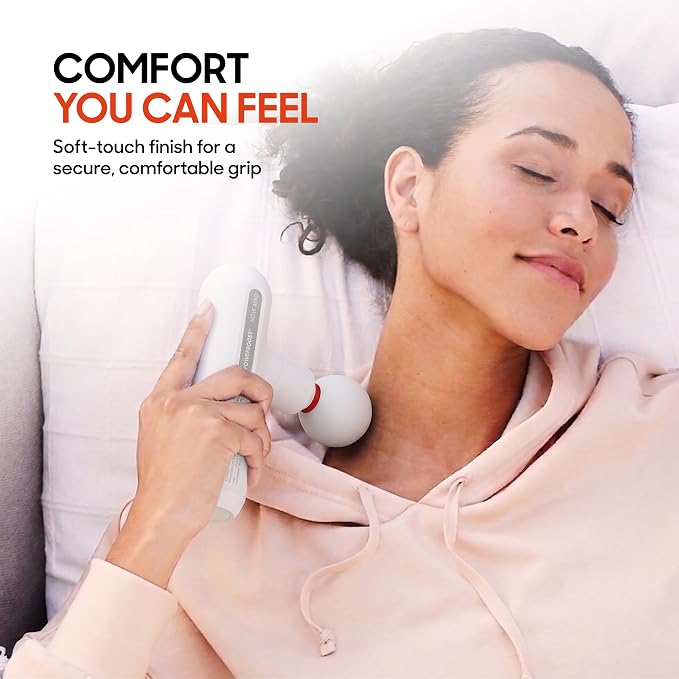 Sharper Image Powerboost Move Aero Massage Gun – Deep Tissue Percussion Massager for Muscle Recovery & Pain Relief, Portable Mini Handheld Massager for Back, Neck & Shoulders, Quiet Travel Design