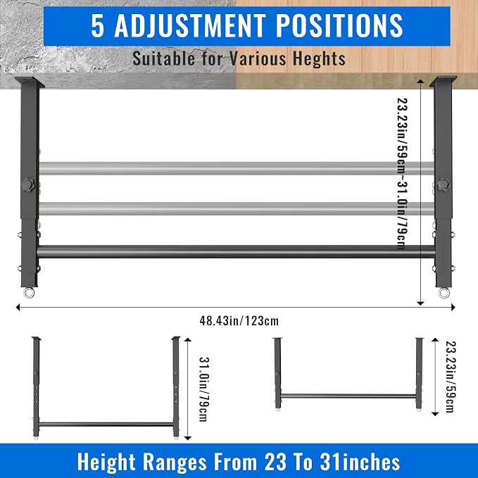 48" Ceiling Mount Pull Up Bar, Adjustable Height, 700LBS Capacity | Includes suspension trainer straps.For home gym,garage,basement.Ideal for pull ups & full body stretching.