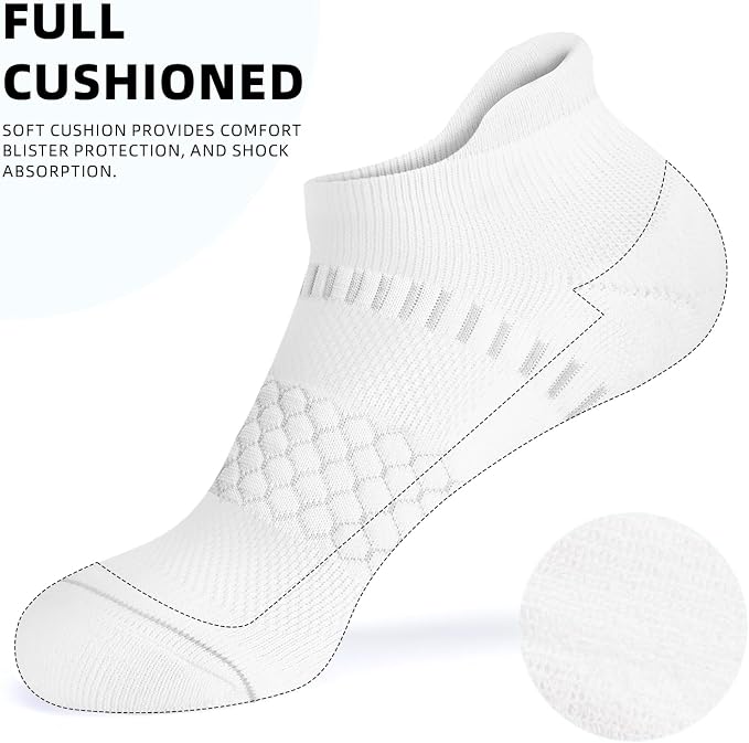 IRAMY Light Compression Socks for Women Arch Support Athletic Cushioned Anti-Blister Comfort Running Ankle Socks 3/5 Pairs
