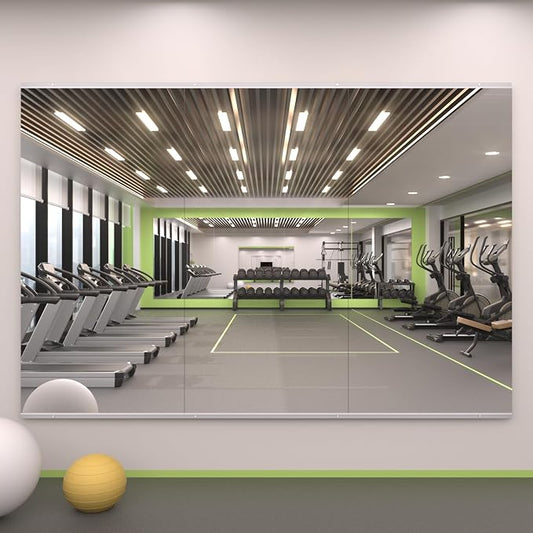 LOAAO Home Gym Mirror 48"x24", 3 PCS | Frameless, Tempered Glass, Large Workout Mirrors, For Home Gym, Dance Studio, Yoga Room, Garage Gym