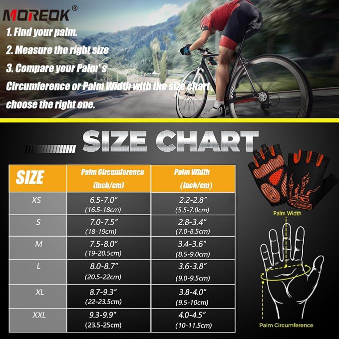 Cycling Gloves Bike Bicycle Gloves, Half Finger 5MM Gel Anti-Slip | Biking Gloves for Men Women Gym workout exercise Motorcycle Hiking Rowing Outdoor Sports