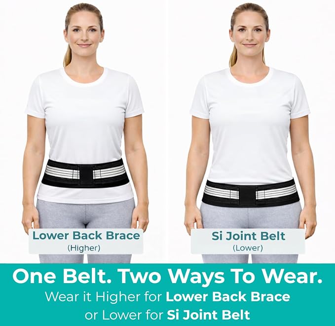 Lightweight Back Brace for Lower Back Pain Under Clothes - Relief from Sciatica, Hip and Spine Pain - Breathable & Adjustable Lumbar Support Belt for Home, Work and Exercise - Suitable for Women&Men
