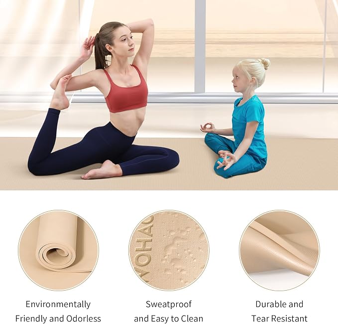 Extra Wide & Thick 8mm Yoga Mat, 72"x31.5" | Large Non Slip Exercise Mat, Premium POE Material, Superior Cushioning & Stability, With Strap for Home Gym, Pilates