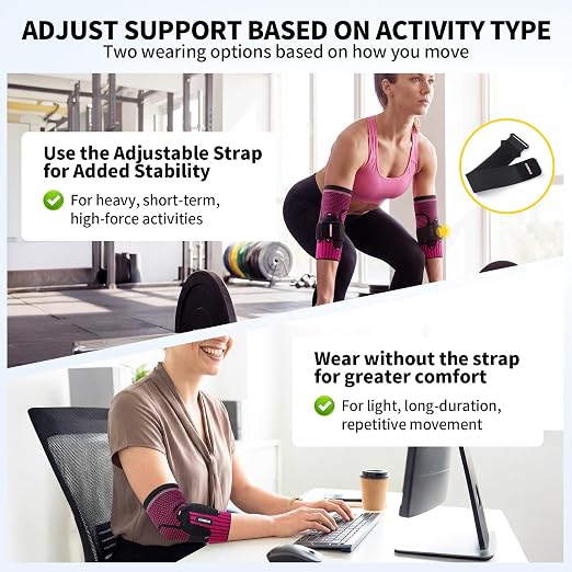 CAMBIVO 2 Pack Tennis Elbow Brace, Dual Gel Pad Compression Sleeve, Black | Adjustable Strap, Targeted Relief for Tendonitis, Golfer‘s Elbow, Breathable Knit, Daily Wear, Non-Slip Fit, for Men Women
