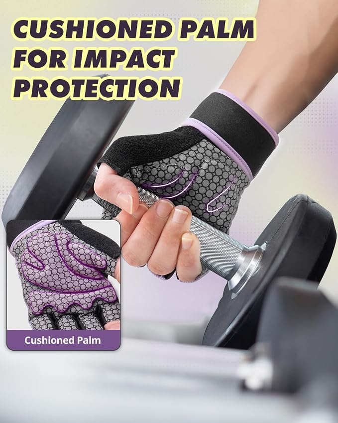 Trideer Weight Lifting Gloves for Women & Men, Wrist Support & Padded Palm | Gym Gloves with Silicone Grip, Breathable Workout Gloves for Strength Training, Pull Ups, Cross Training & Fitness
