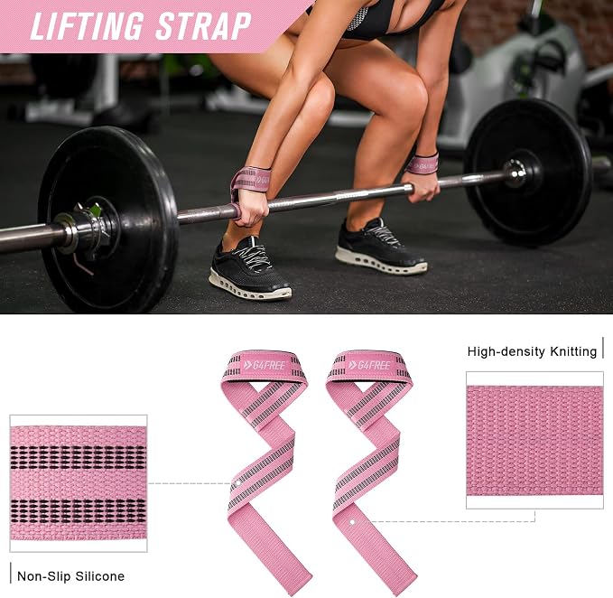 G4Free 7/9Pcs Barbell Pad Set for Squat, Hip Thrusts, Lunges, Leg day | Standard Olympic Bars with 2 Gym Ankle Safety Straps, 3 Hip Resistance Bands, 2 Lifting Strap, Barbell Pad, and Carry Bag