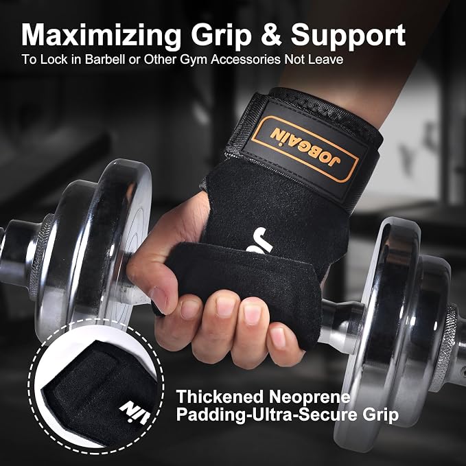Weight Lifting Wrist Strap for Men & Women, 1 Pair | Double Layer Leather, For Deadlift and Powerlifting, Adjustable Neoprene Padded Wrist Wraps