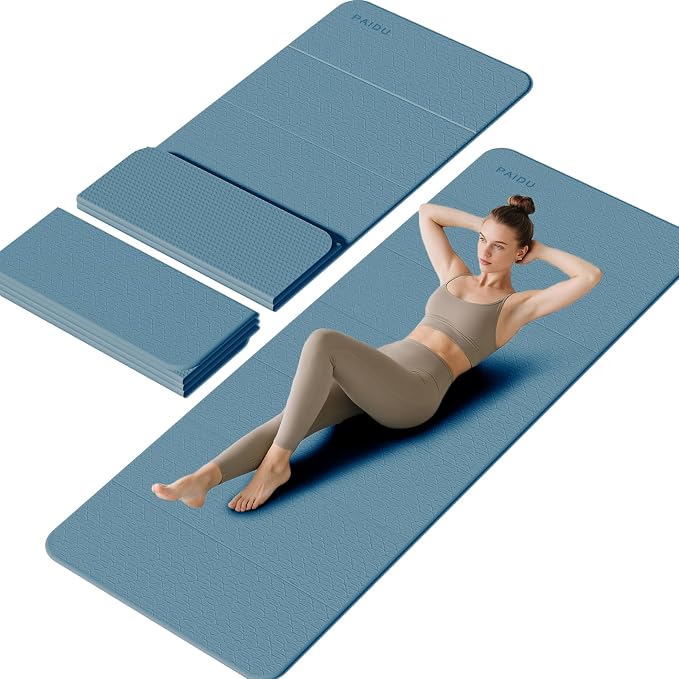 PAIDU Foldable Yoga Mat 10mm Thick, 75"x26" Non-Slip Fitness Exercise Mat | SGS Certified| uick Fold，Easy Storag，Portable for Yoga/Pilates/Studio/Home Workout